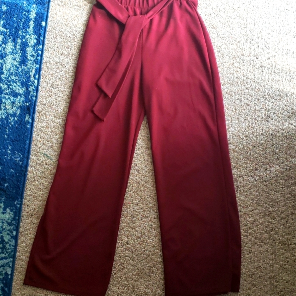 Red Flowy Dresspants Large Sentimental NY